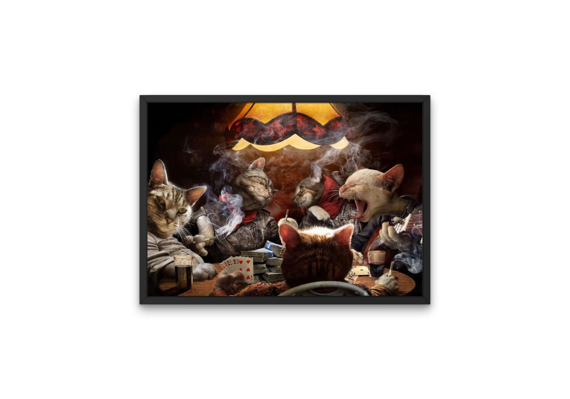 High quality humorous wall art image of cats playing poker