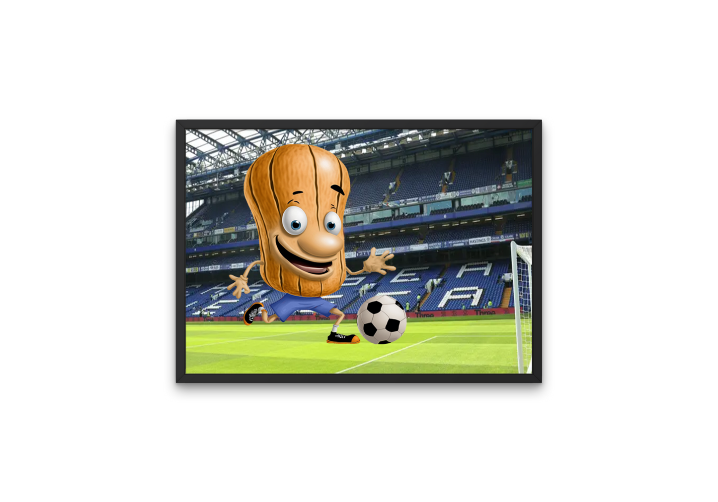 Humorous depiction of football "nut" playing at Stamford Bridge