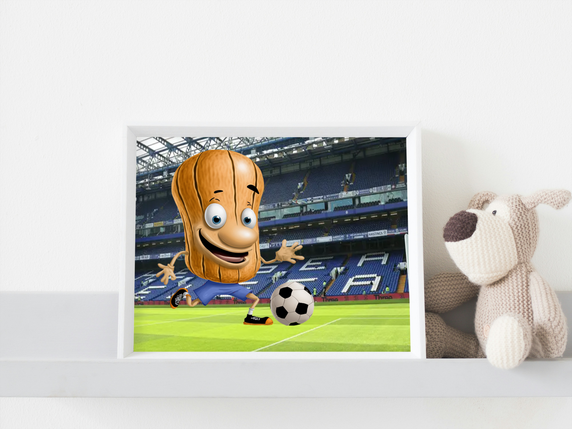 Humorous depiction of football "nut" playing at Stamford Bridge