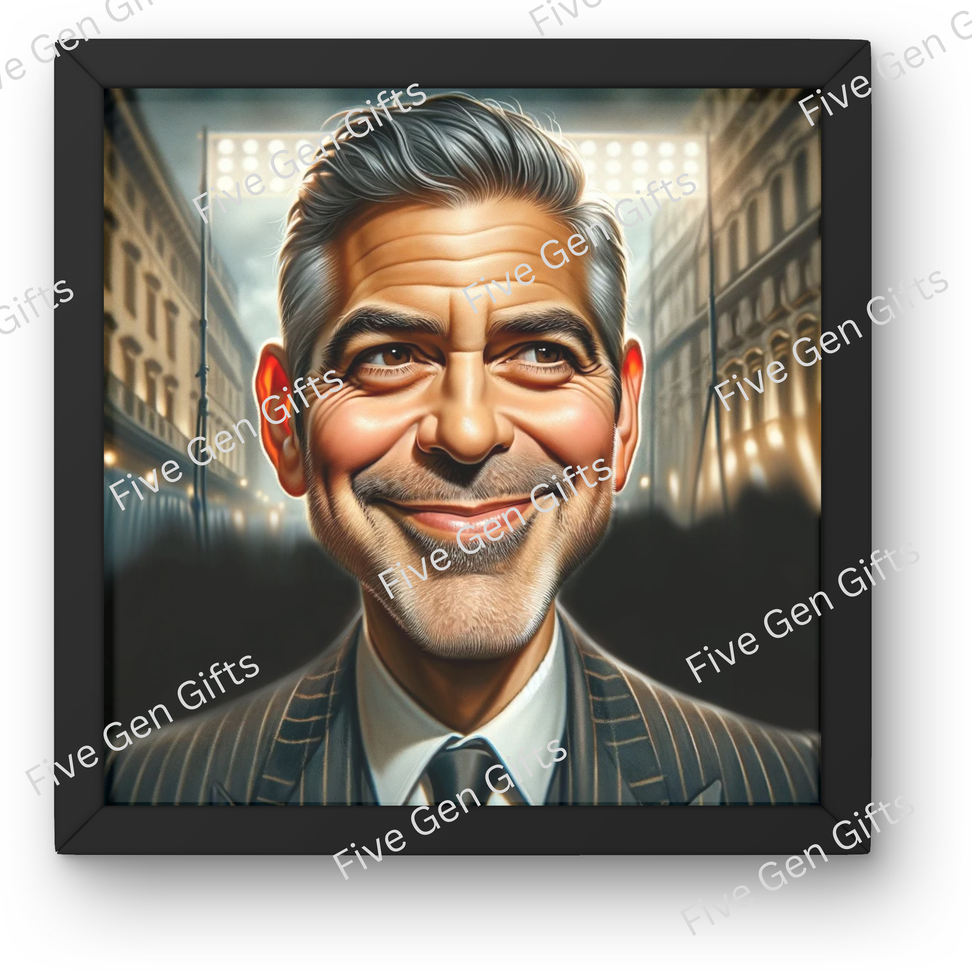 Picture of Andrew Oakley's stunning George Clooney caricature, the perfect wall art for fans