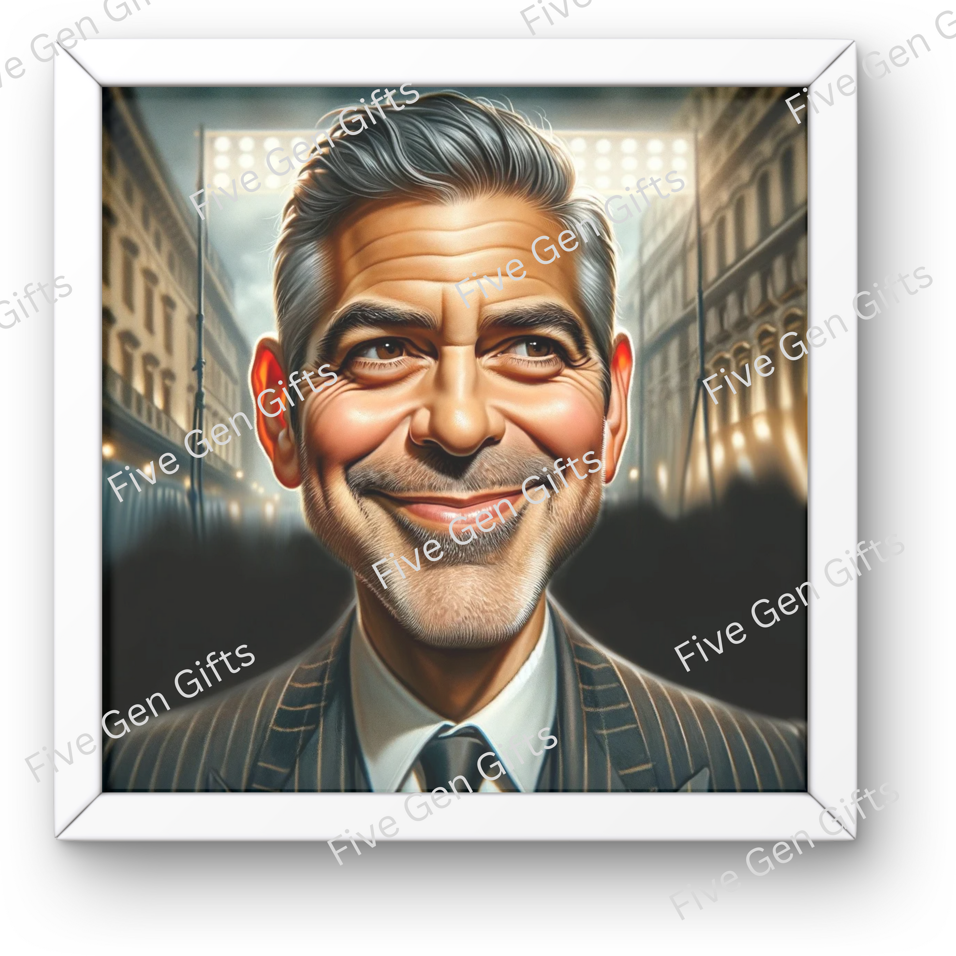 Picture of Andrew Oakley's stunning George Clooney caricature, the perfect wall art for fans