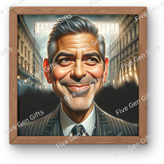 Picture of Andrew Oakley's stunning George Clooney caricature, the perfect wall art for fans