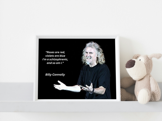 Image of Scottish comedian Billy Connolly with roses joke