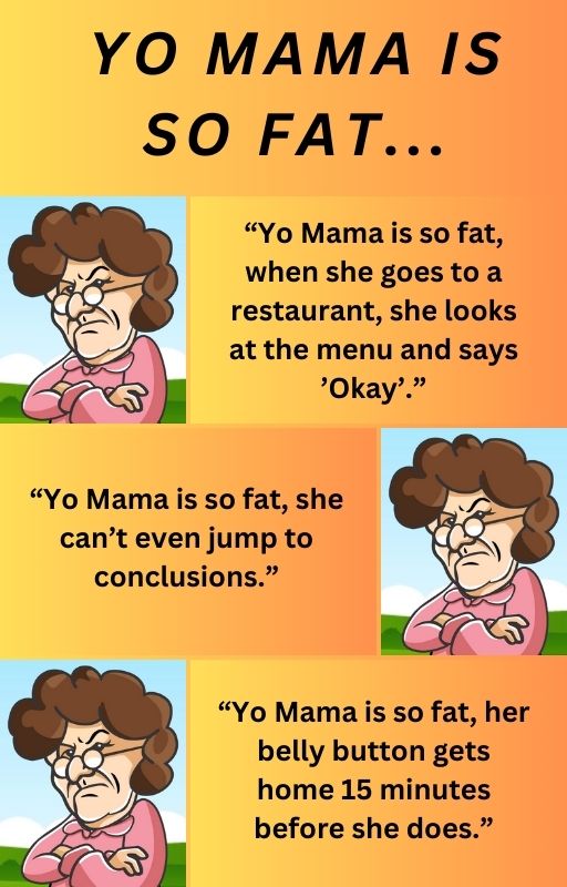 Picture of samples of jokes from the "Yo Mama" joke book