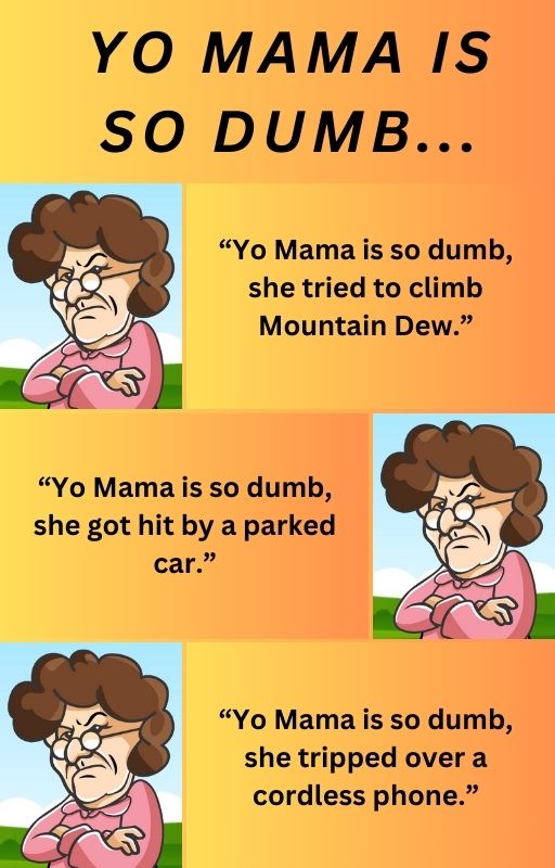 Picture of samples of jokes from the "Yo Mama" joke book