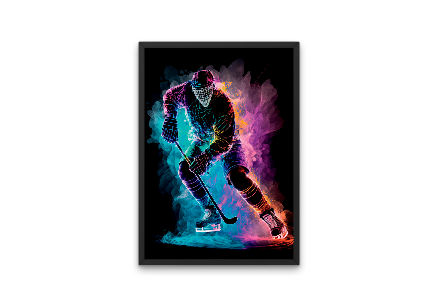 Stunning high-quality depiction of an ice hockey player, the image cleverly depicts heat and cold simultaneously.