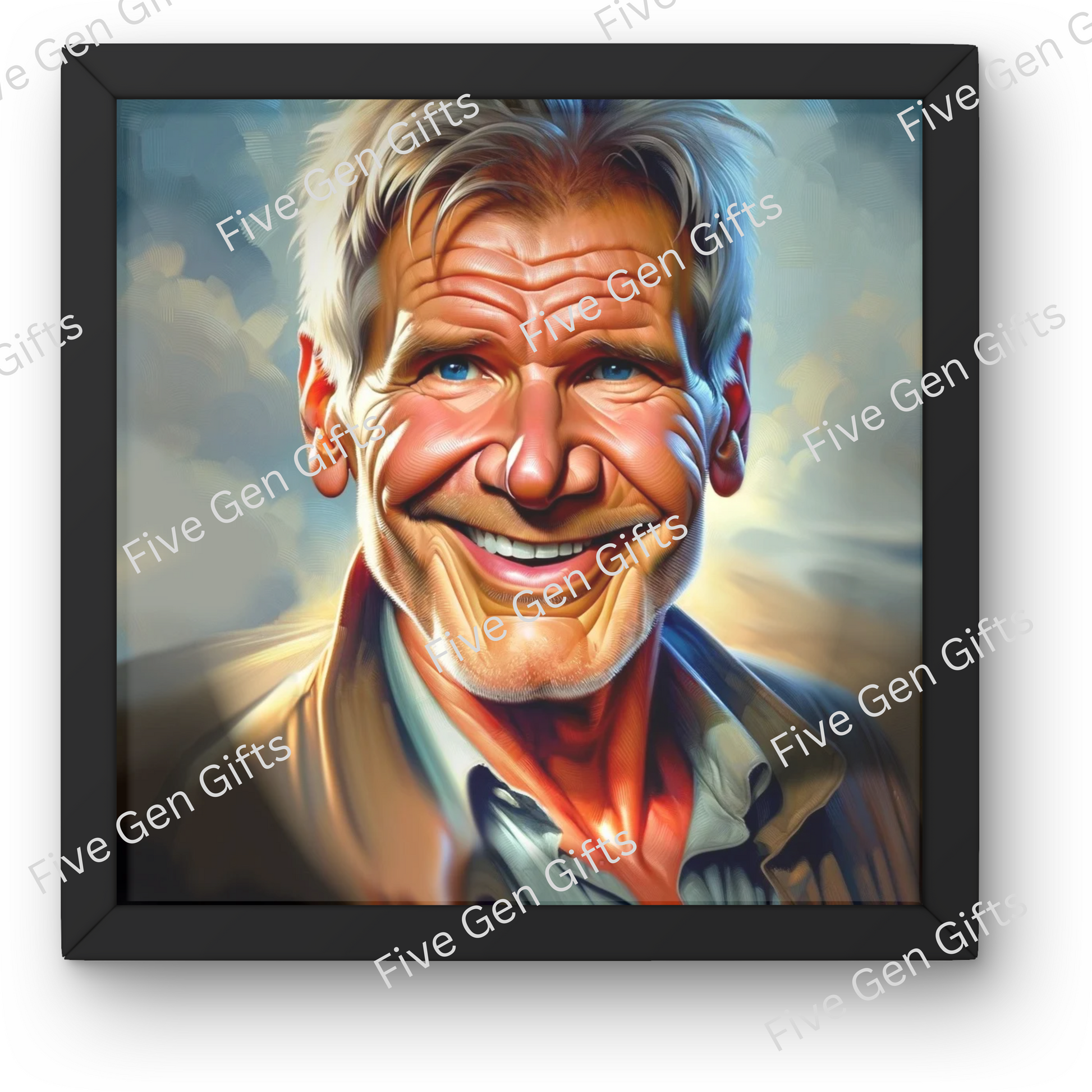 Caricature of Harrison Ford in his iconic Indiana Jones persona