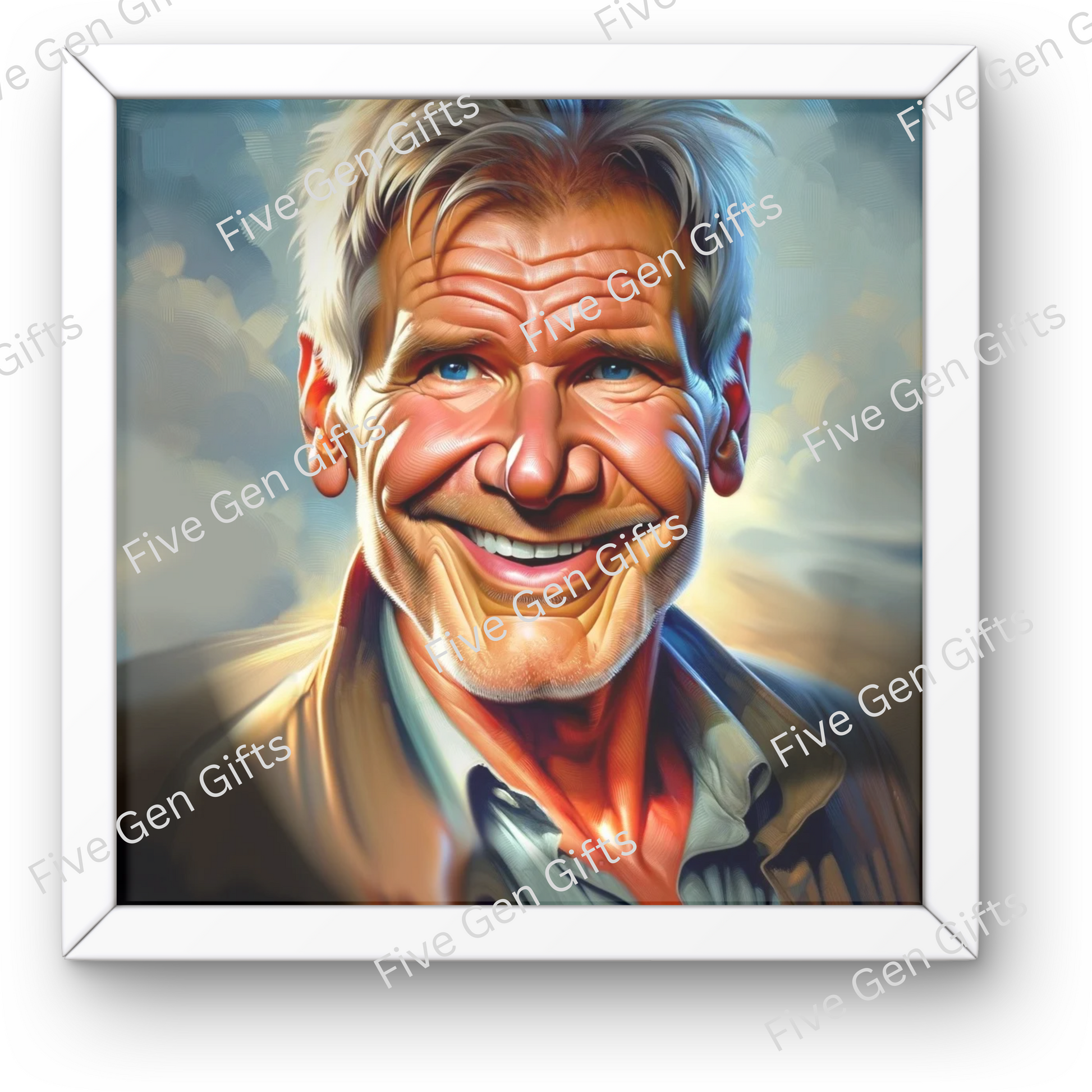 Caricature of Harrison Ford in his iconic Indiana Jones persona