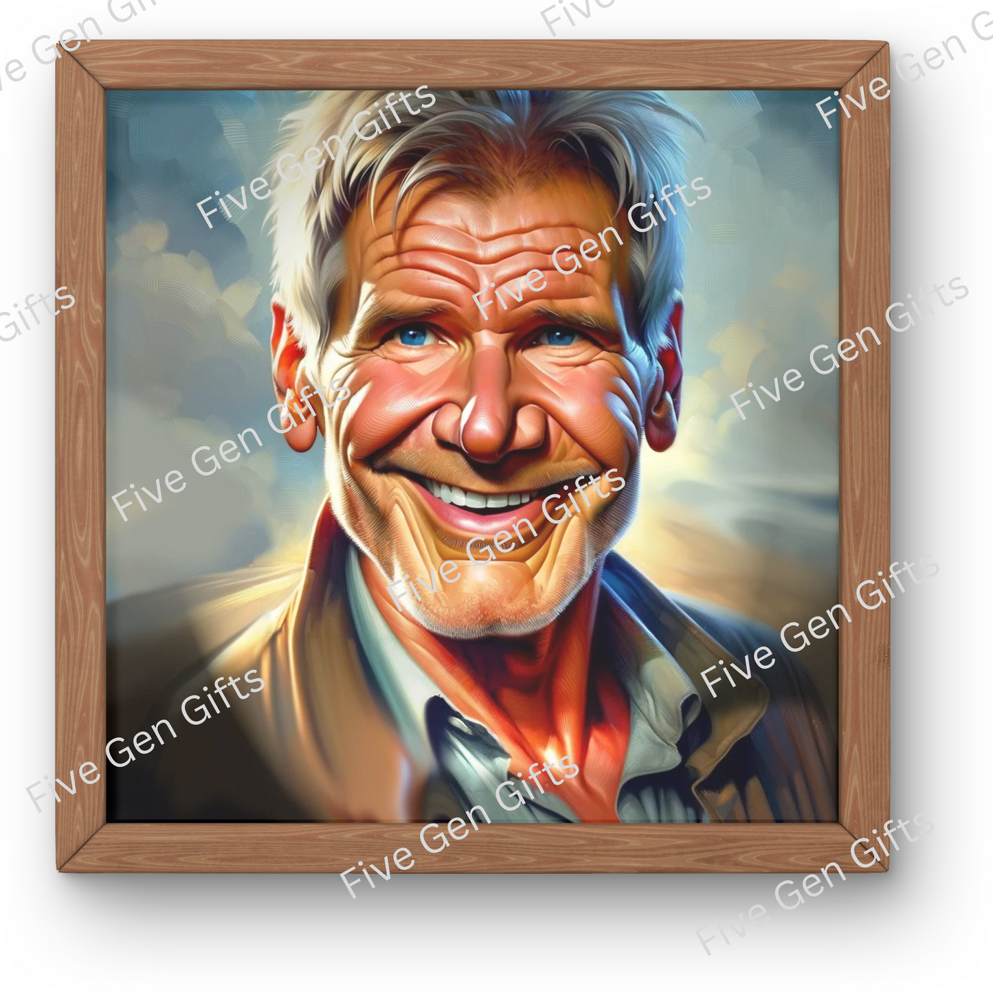 Caricature of Harrison Ford in his iconic Indiana Jones persona