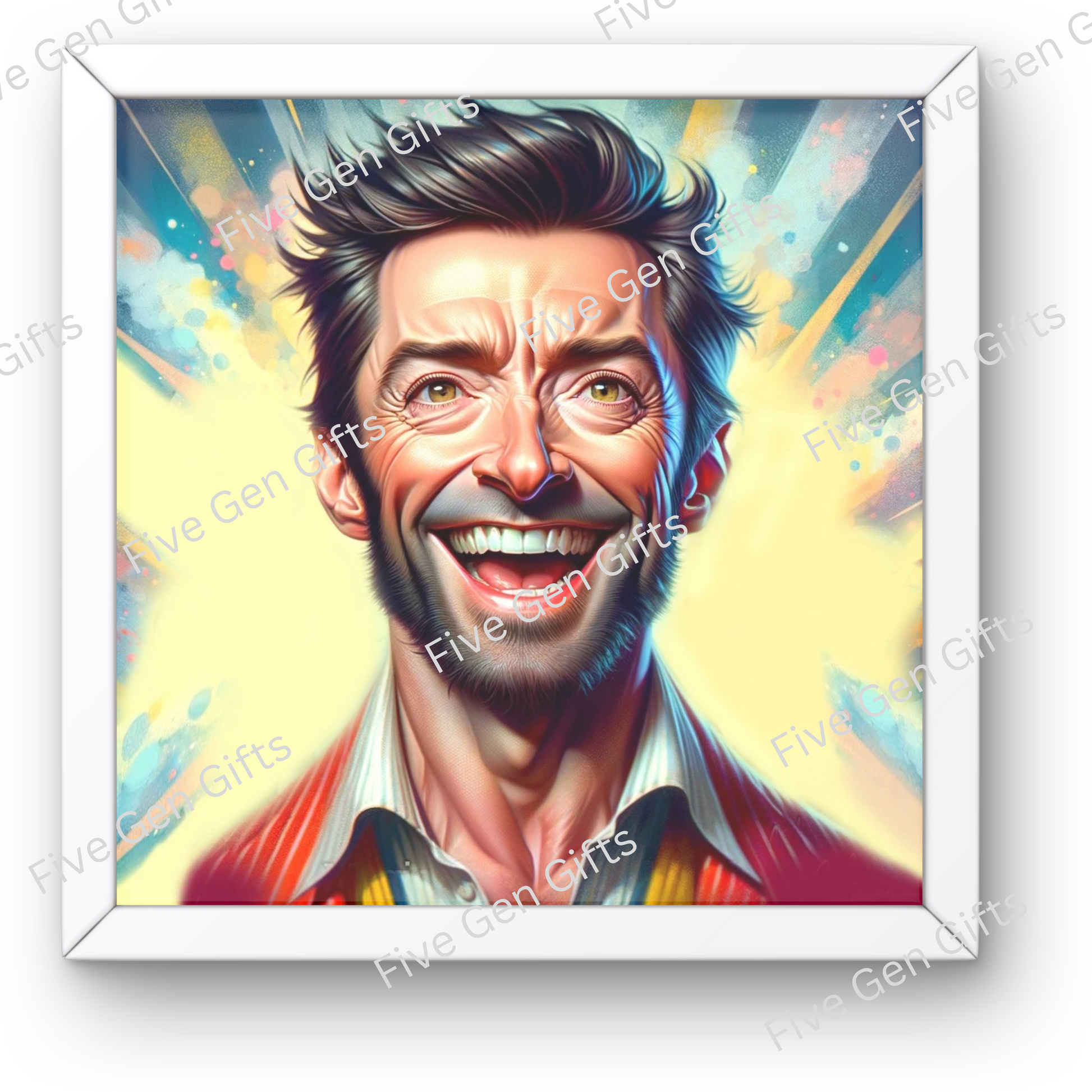 Caricature image of Hugh Jackman in his "Greatest Showman" role