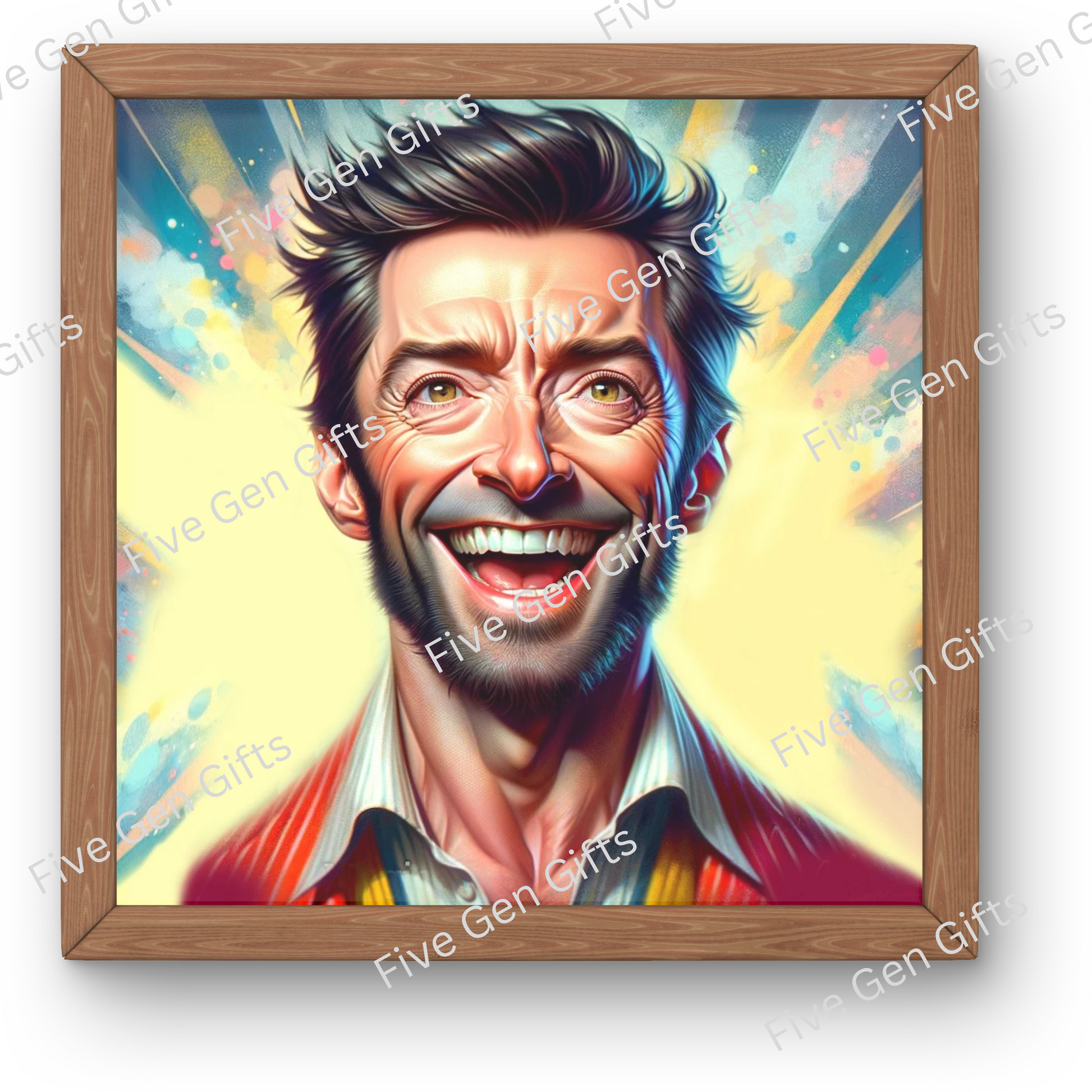 Caricature image of Hugh Jackman in his "Greatest Showman" role