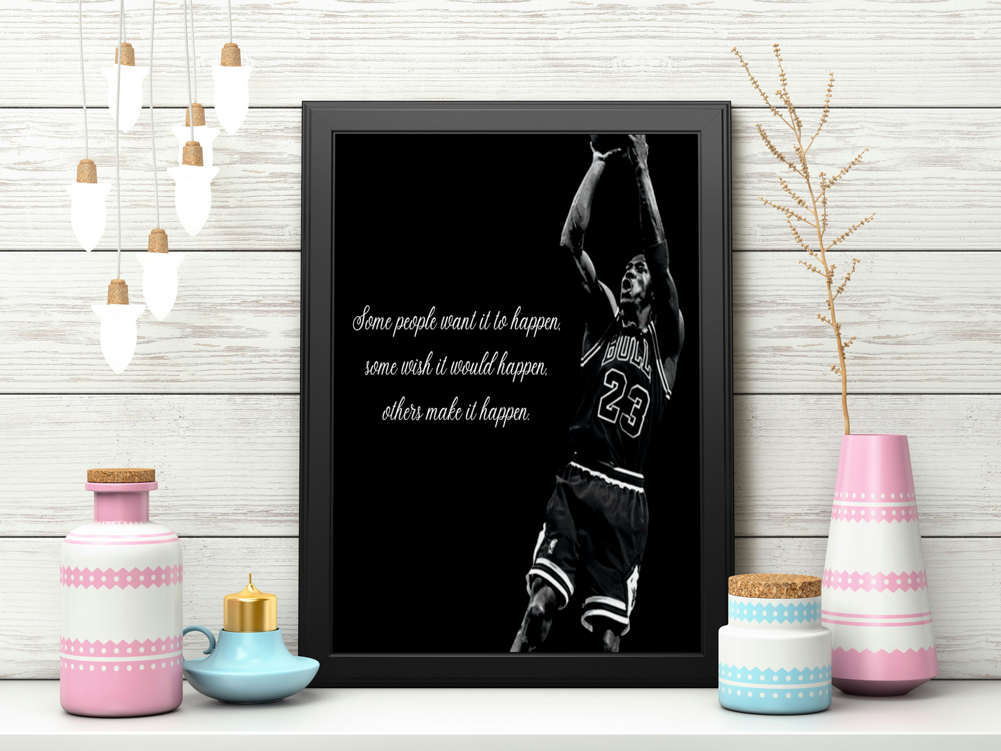 Classic image of Michael Jordan in action and featuring a motivational quote. Perfect gift for sports fans and those looking for a little encouragement