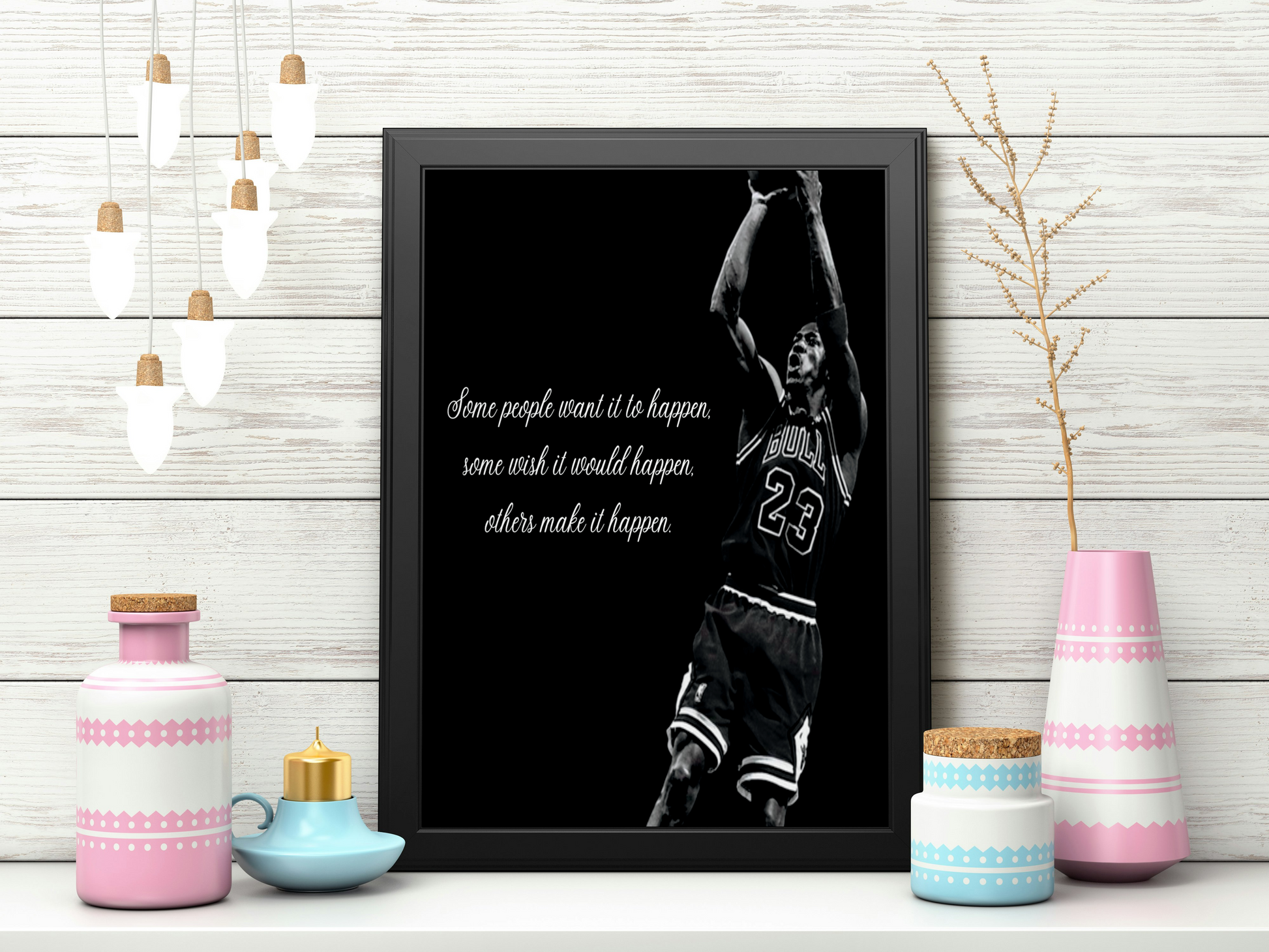 Classic image of Michael Jordan in action and featuring a motivational quote. Perfect gift for sports fans and those looking for a little encouragement