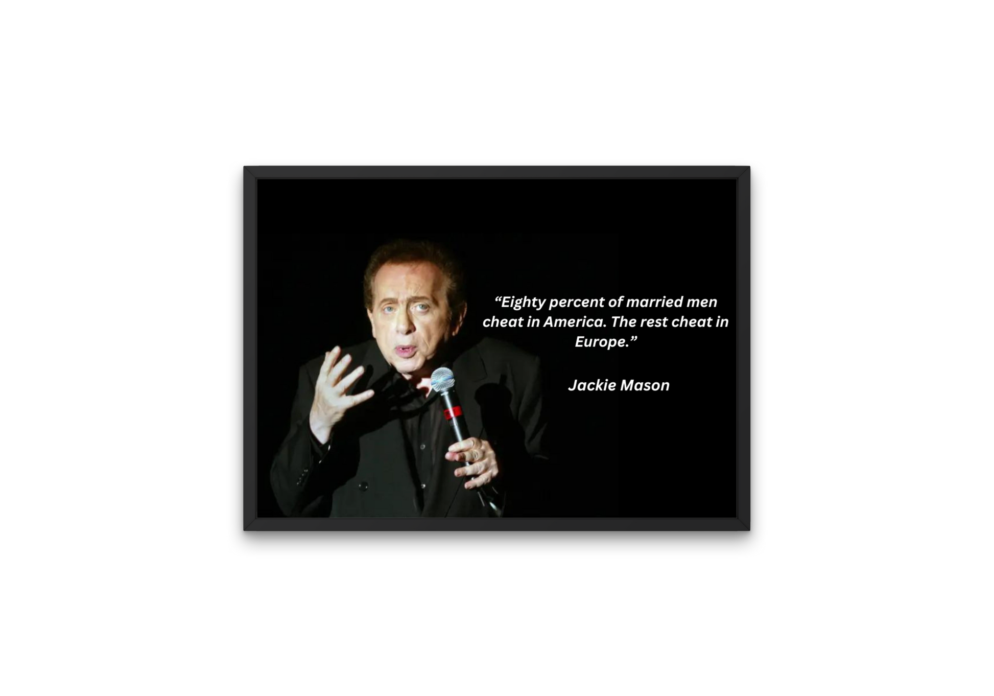 Classic wall art of print of Jackie Mason and one of his famous jokes