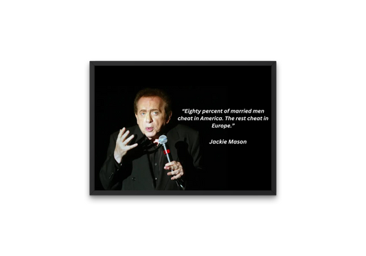 Classic wall art of print of Jackie Mason and one of his famous jokes