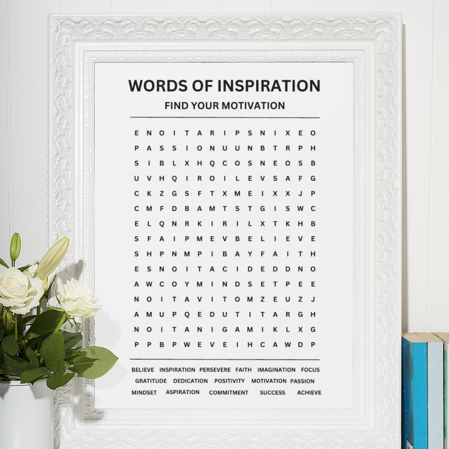 Beautiful "Word of Inspiration" word search motivational print