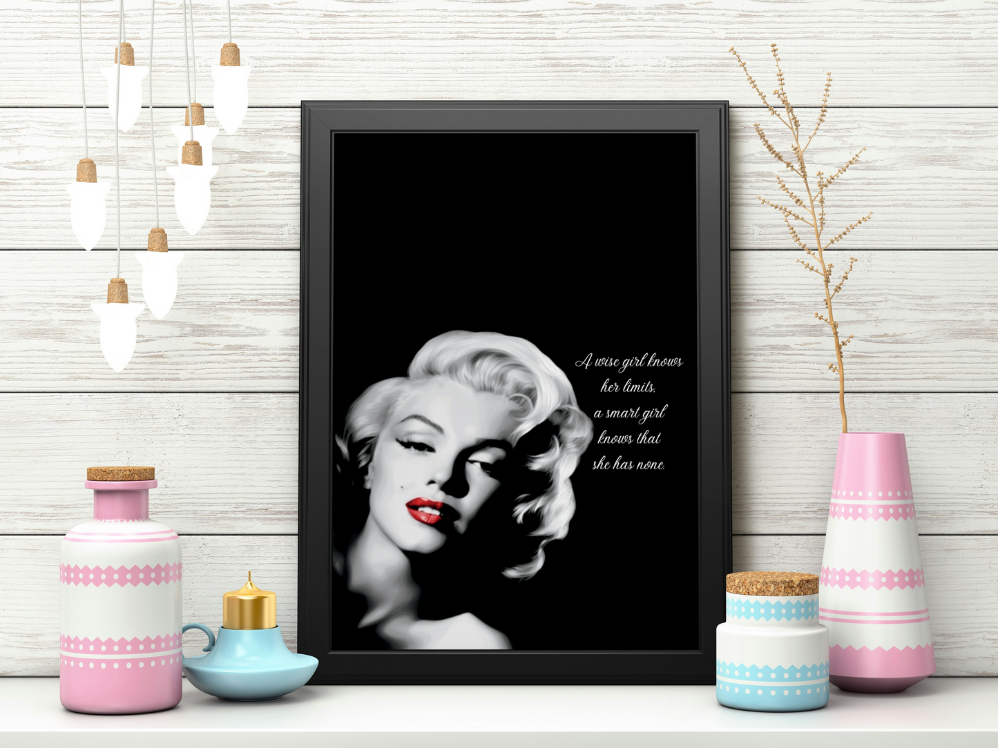 Classy image of Marilyn Monroe and an inspirational quote, the perfect wall-art gift for those needing a little motivation