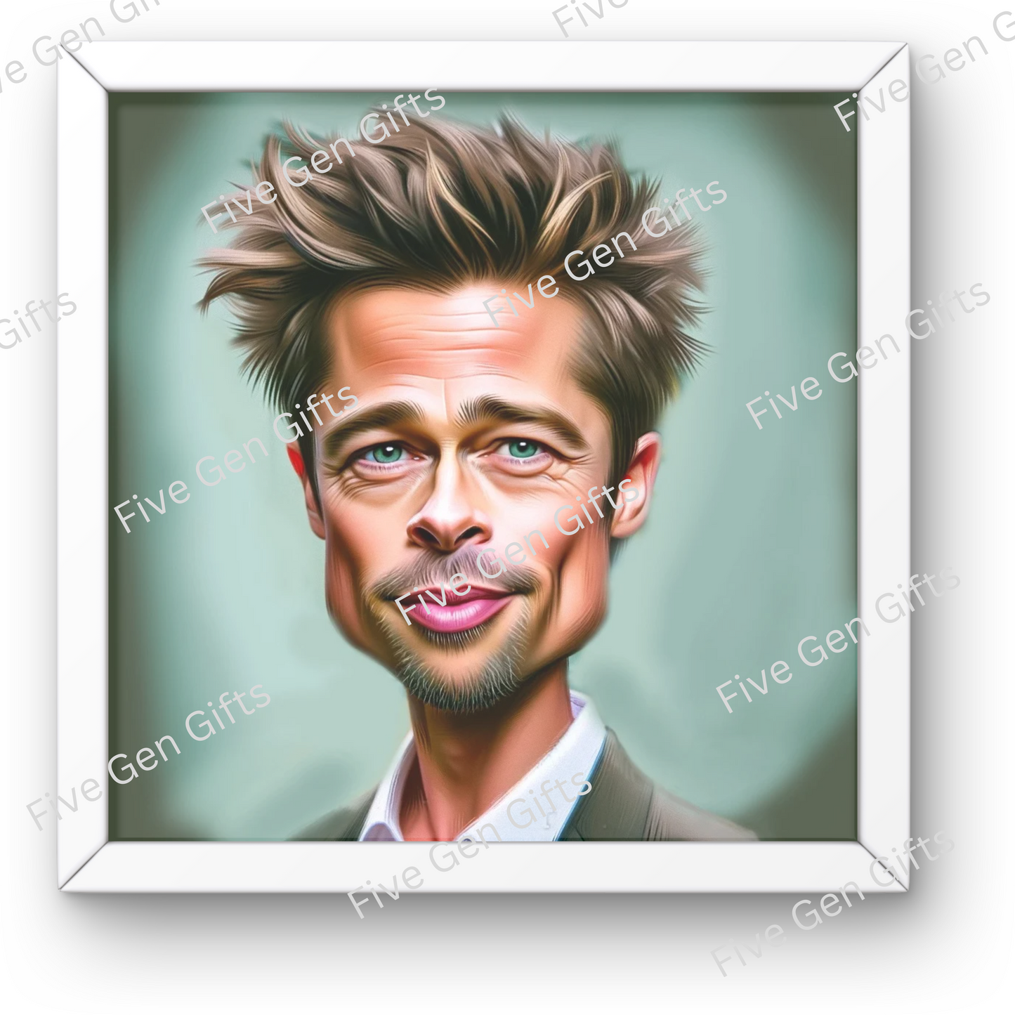 Stunning caricature of Brad Pitt by renowned artist Andrew Oakley