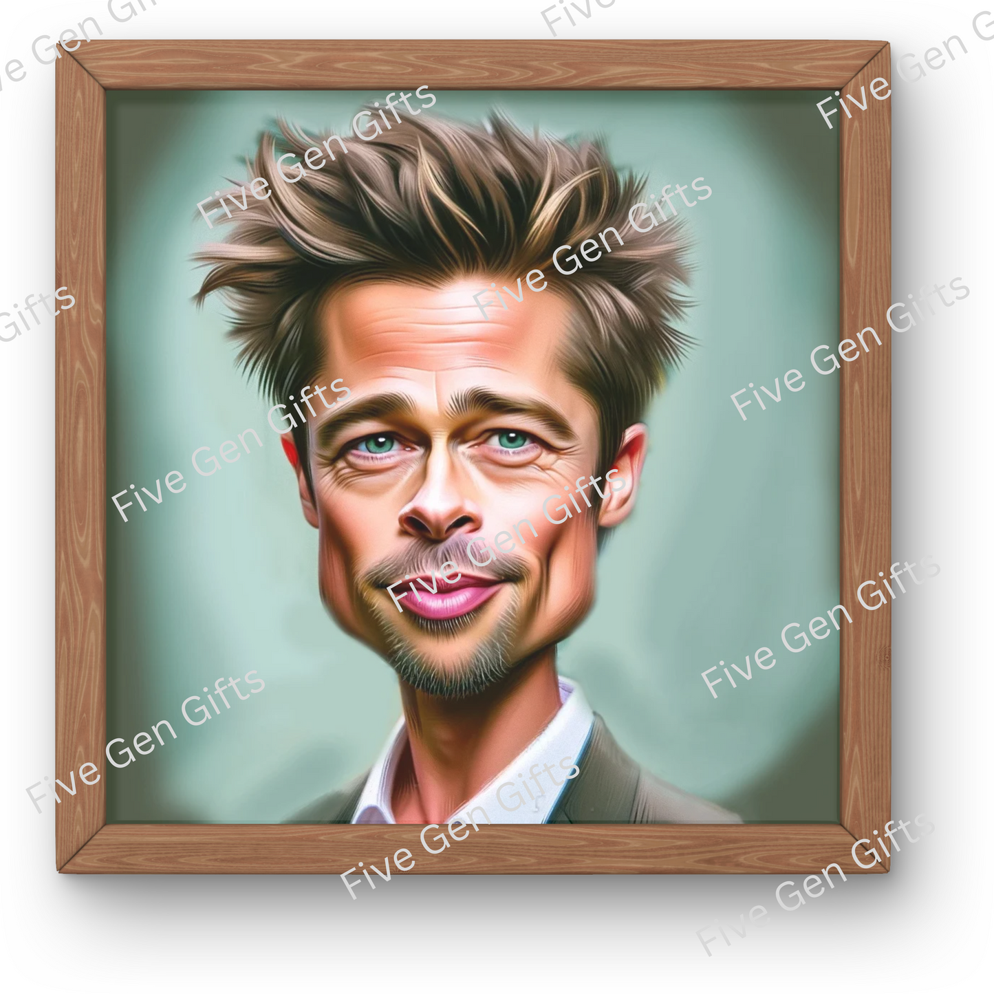 Stunning  digital caricature of Brad Pitt by renowned artist Andrew Oakley