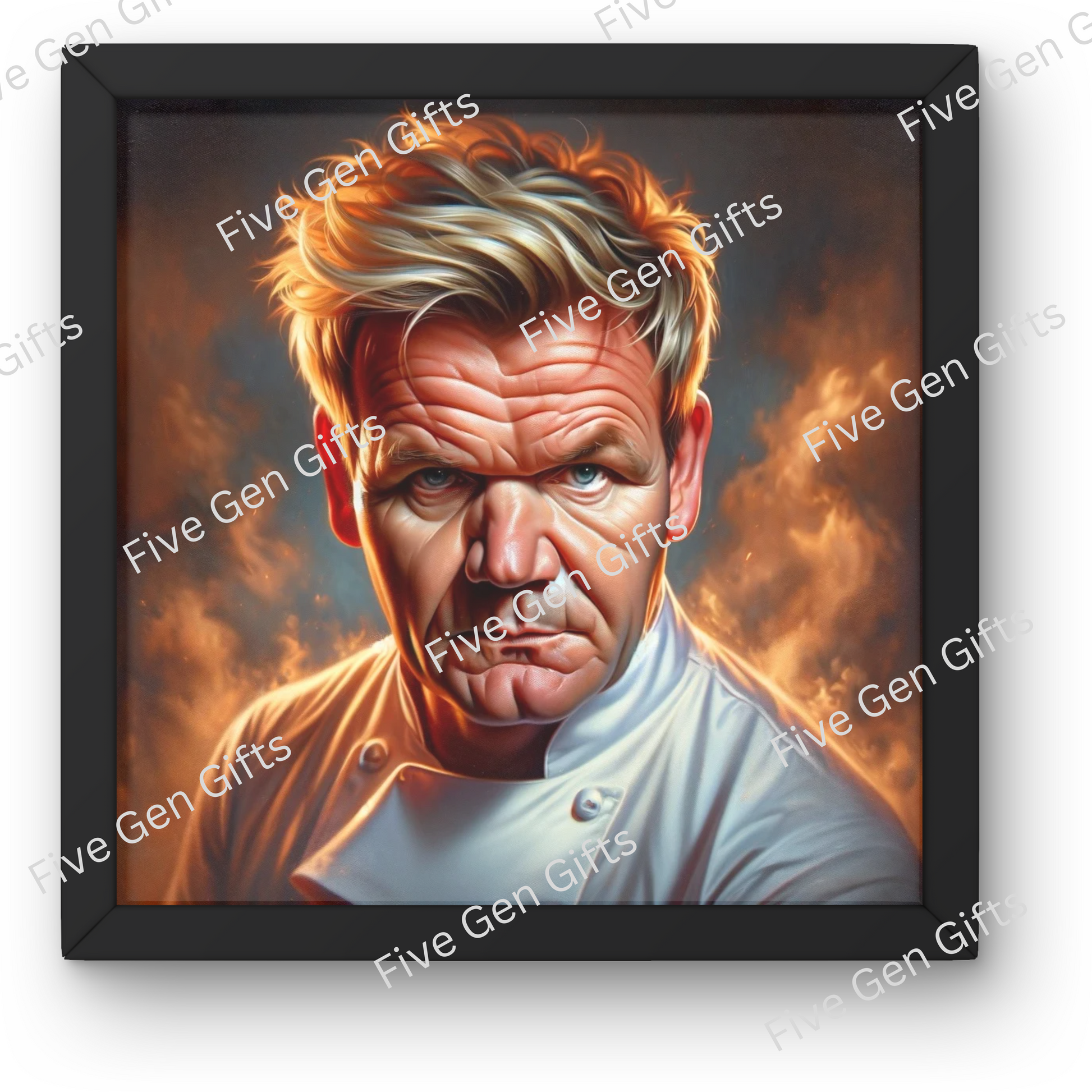 Caricature of Gordon Ramsay in a classic pose