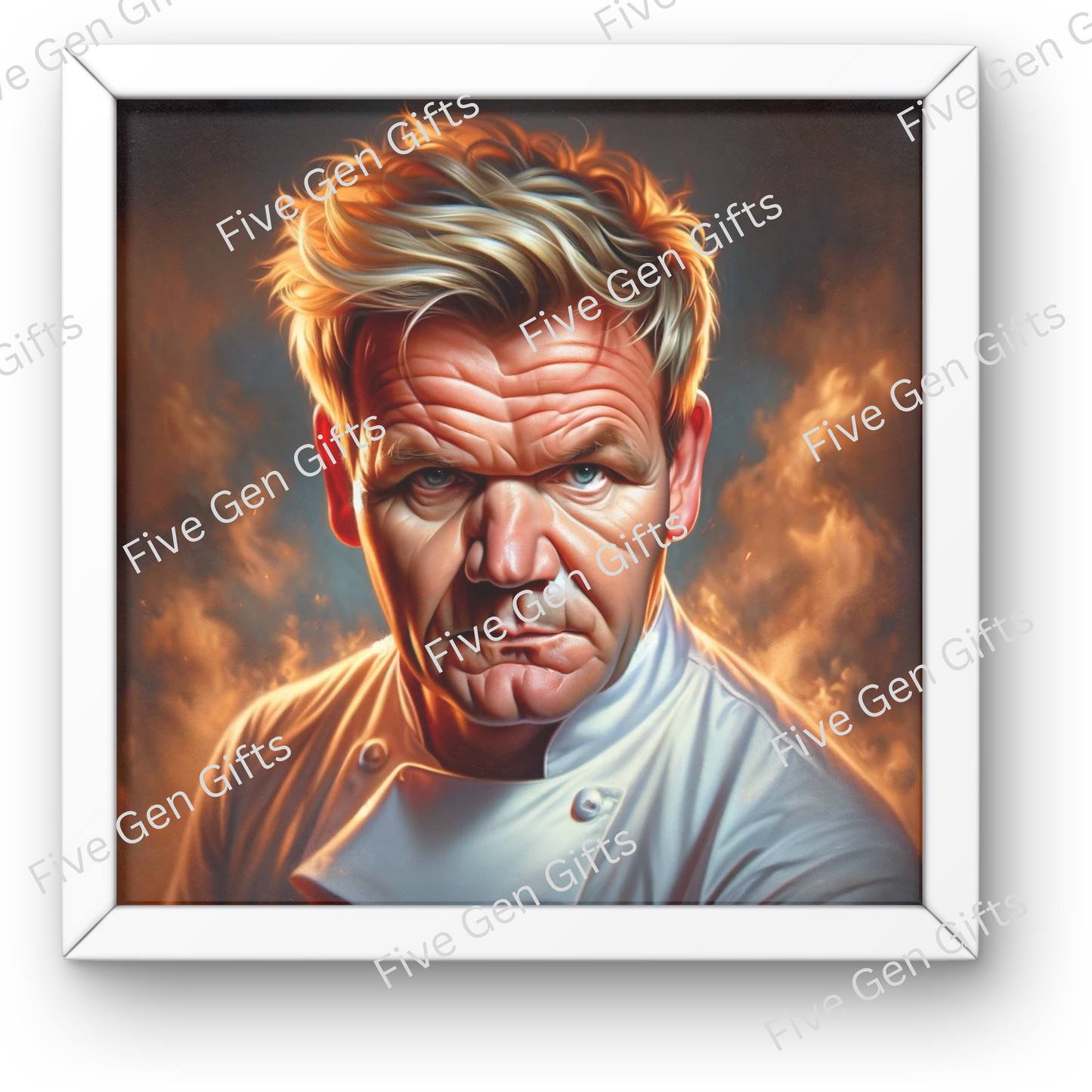 Caricature of Gordon Ramsay in a classic pose