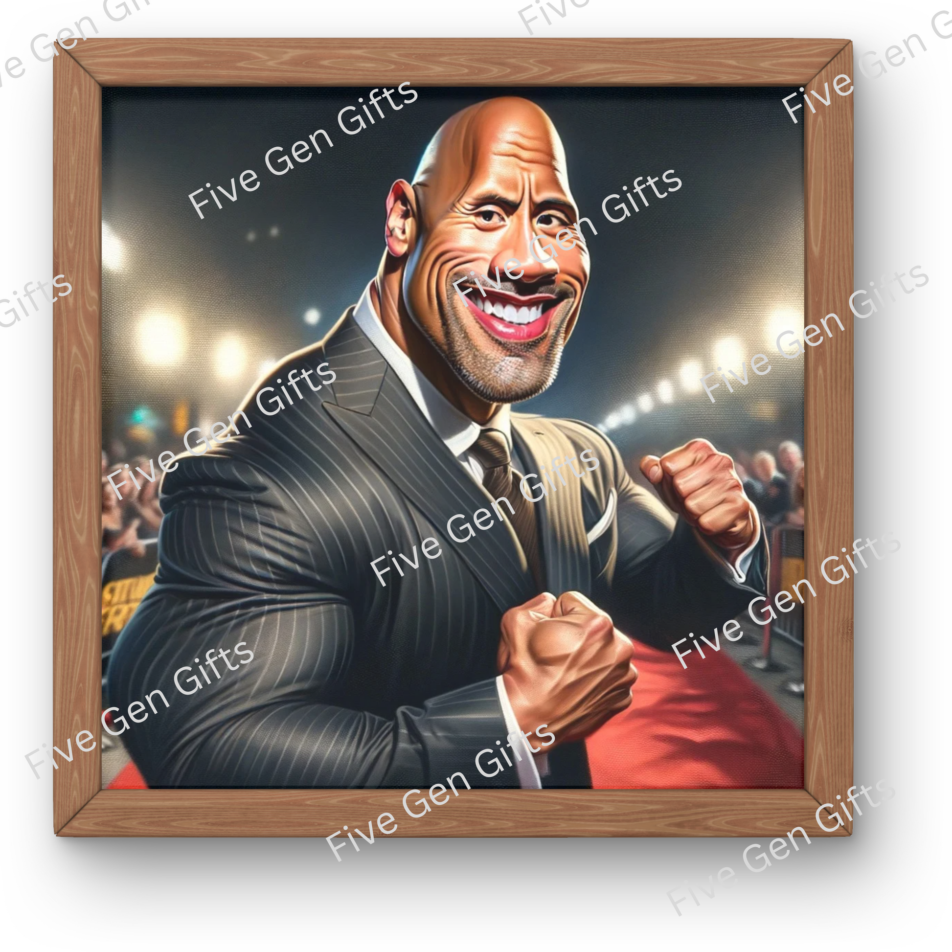 Image depicting a stunning caricature of Dwayne "The Rock" Johnson crafted by renowned artist Andrew Oakley