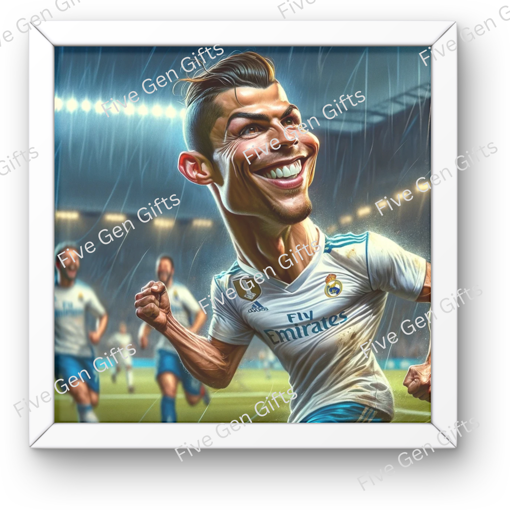 Cristiano Ronaldo celebrating scoring caricature