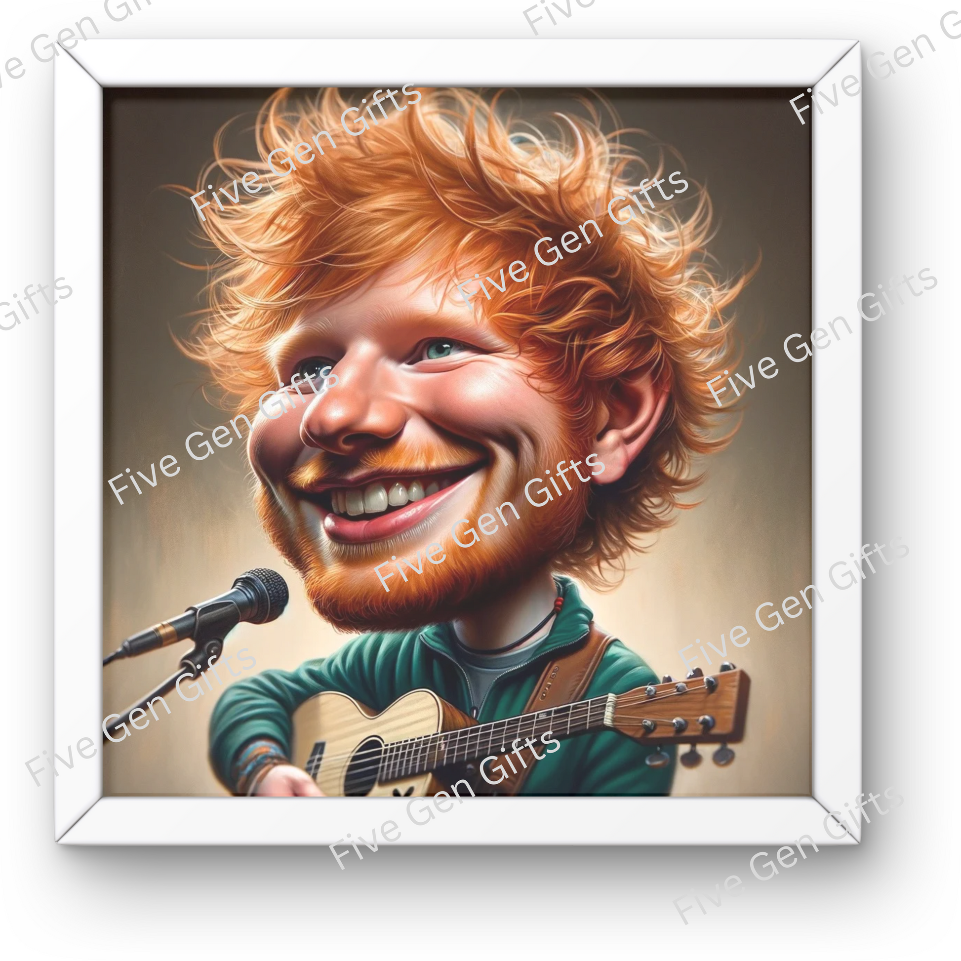 Caricature of Ed Sheeran on stage by highly-talented artist Andrew Oakley