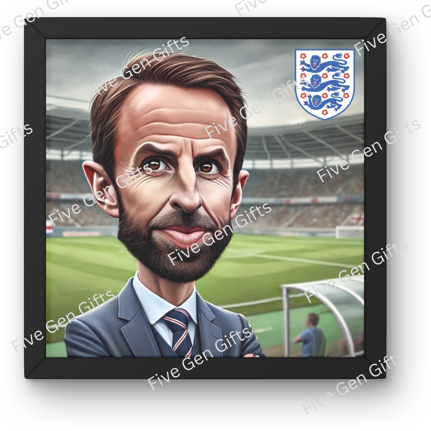 Stunning caricature of England manager Gareth Southgate, stunningly crafted by highly-talented artist Andrew Oakley