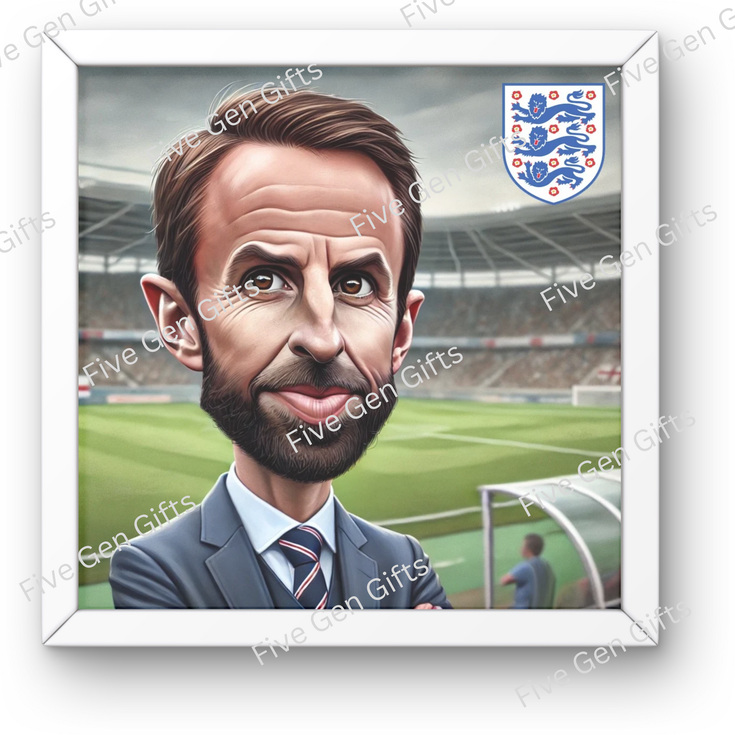 Stunning caricature of England manager Gareth Southgate, stunningly crafted by highly-talented artist Andrew Oakley