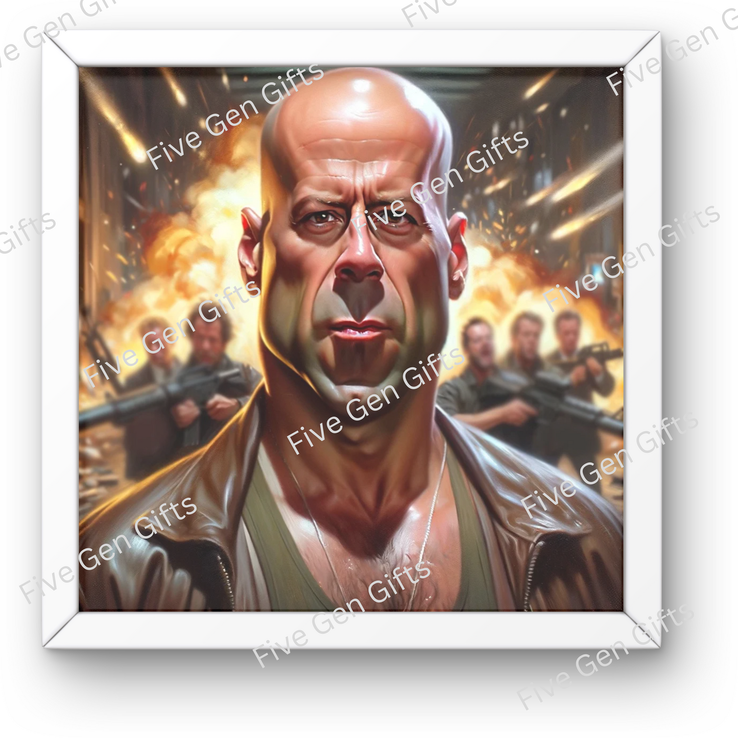 Bruce Willis "Die Hard" Caricature Print